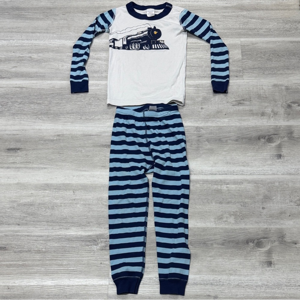 Striped Blue Train Kids Pajamas
